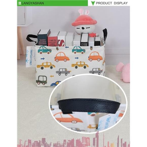 Rectangular Storage Bin Collapse Canvas Fabric Cartoon Storage Basket - Picture 5 of 8